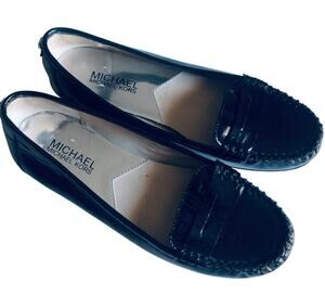 Michael Kors Women's 6 Black Patent Leather Penny Loafer Flat Slip On Shoe